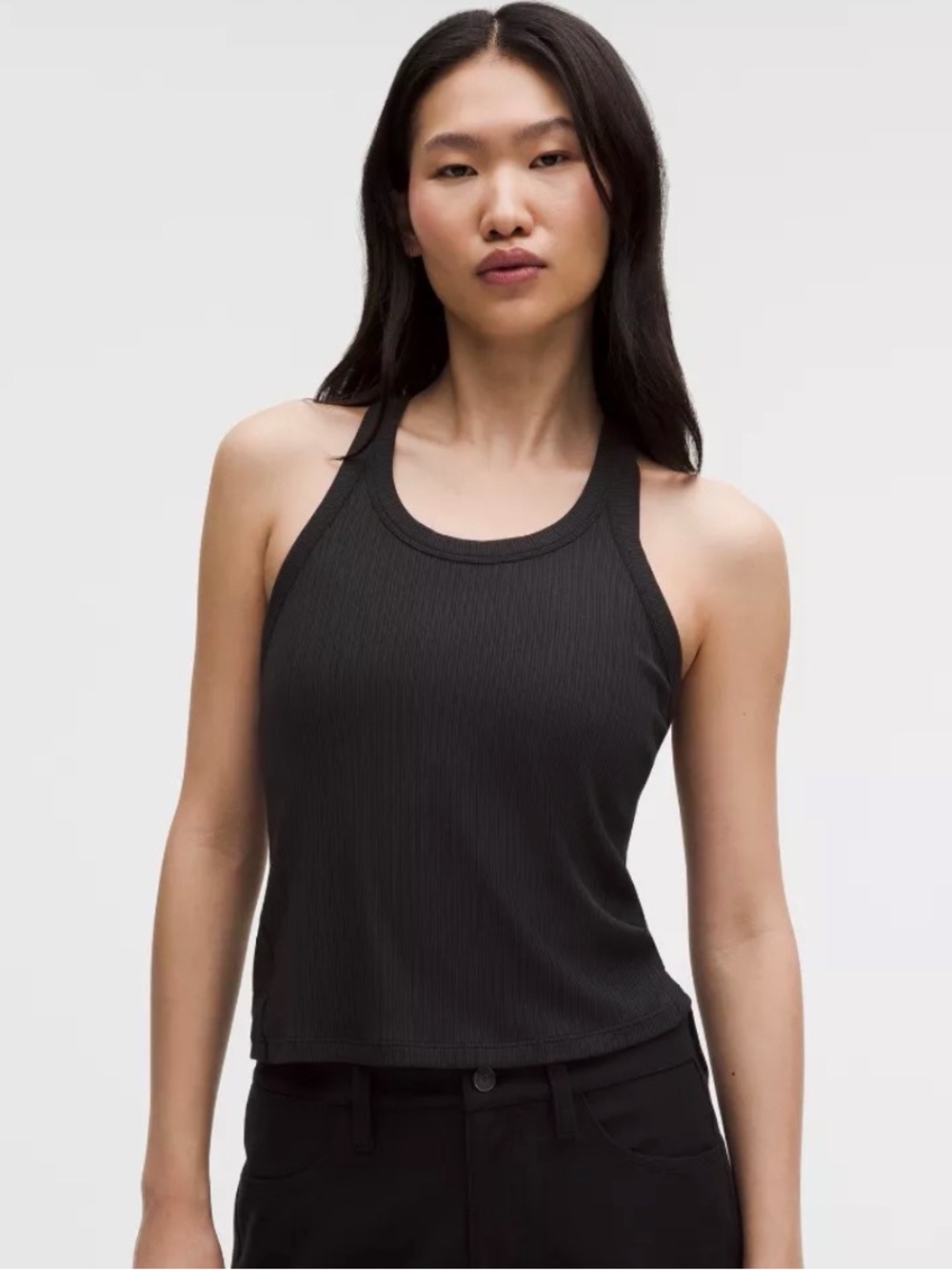 Lululemon Ebb to the Street Black Ribbed Racerback Tank Top Built in Bra Shelf 6